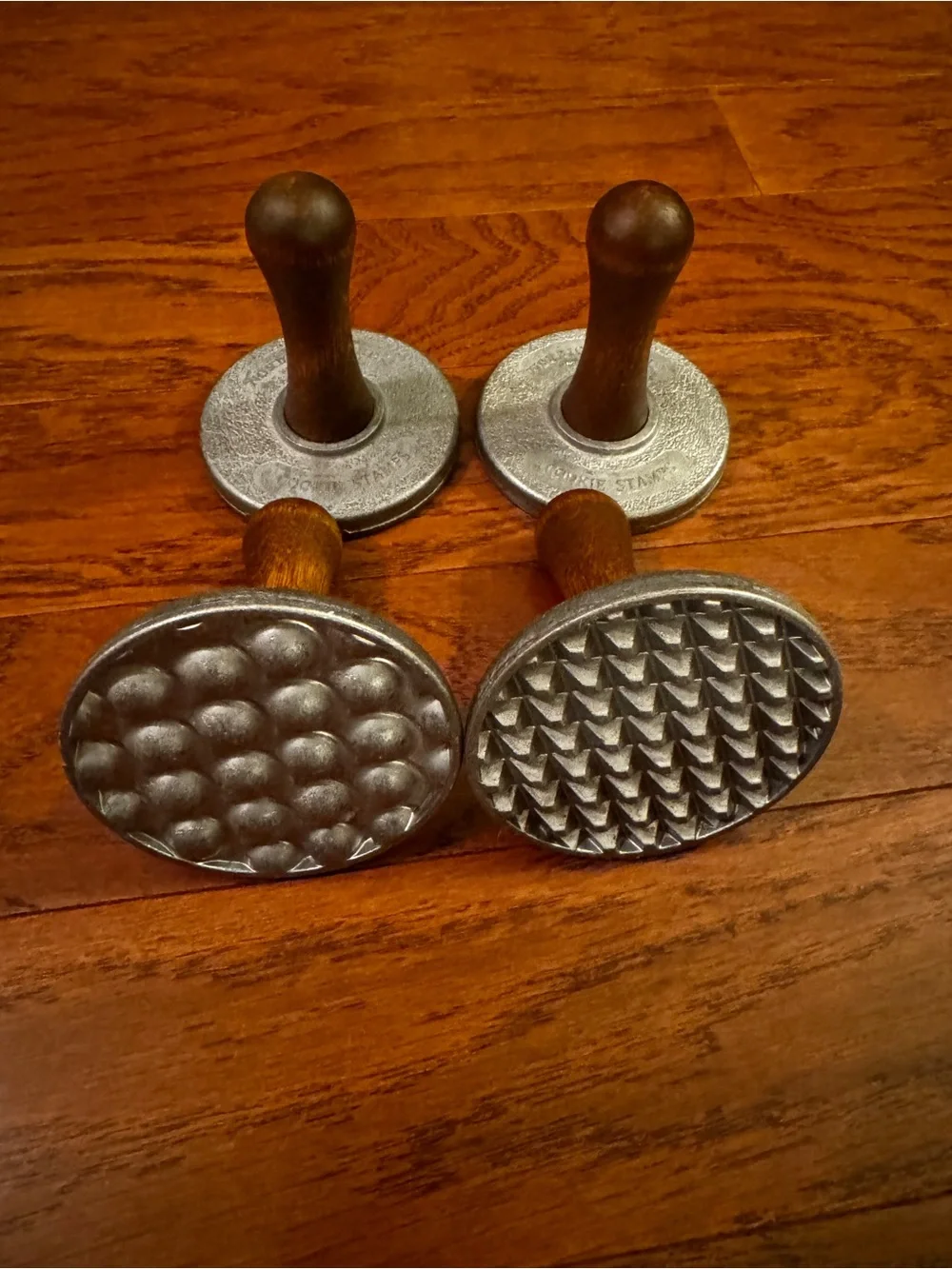 Nordic Ware Vintage Cast Aluminum Cookie Stamps | Wooden Handles Set of 4